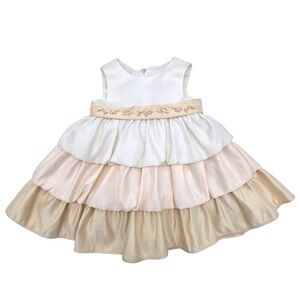 Cinderella Baby Girls Ombre Tiered Occasion Dress Ivory Champagne Gold 6M C00965